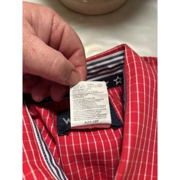 Wrangler Shirt Western Red Plaid Pearl Snap National Patriot VTG Size L‎ - Picture 6 of 6